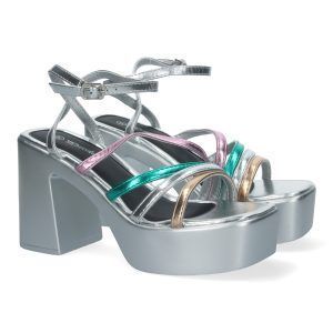 Sandalias de plataforma y tacón multicolor mujer tiras 043