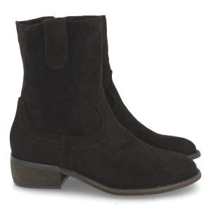 Botines tacón bajo mujer cómodos negro punta redonda