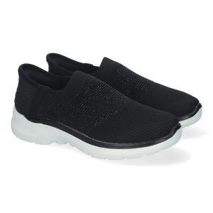 Zapatillas deportivas negras mujer con upper elástico C5122
