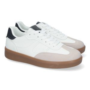 Zapatillas casual de vestir blancas y negras mujer CD-3047
