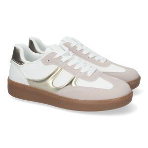Zapatillas casual de vestir blancas y doradas mujer CD-3047