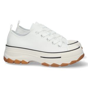 Zapatillas de lona blancas con plataforma mujer EV-99