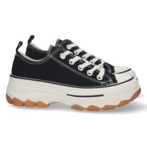Zapatillas de lona negras con plataforma mujer EV-99