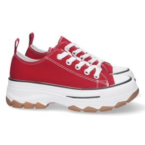 Zapatillas de lona rojas con plataforma mujer EV-99