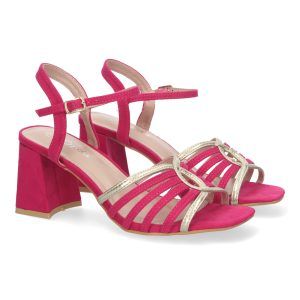 Sandalias fucsia de mujer elegantes con tacón ancho JL777