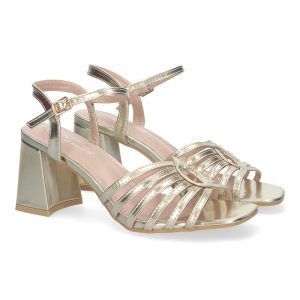 Sandalias doradas de mujer elegantes con tacón ancho JL777