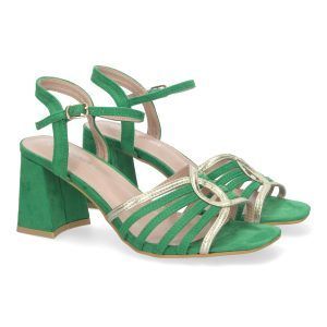 Sandalias verdes de mujer elegantes con tacón ancho JL777