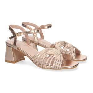 Sandalias de tacón mujer champán diseño fiesta JL778