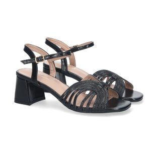 Sandalias de tacón mujer negras diseño fiesta JL778