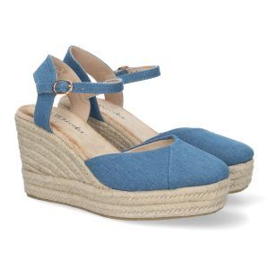 Sandalias de cuña con plataforma mujer azules JSZ278
