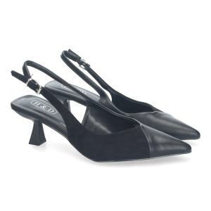 Zapatos de tacón bajo y fino mujer negros estilo salón L88-327