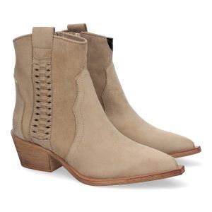 Botines de tacón beige mujer calado lateral M4015