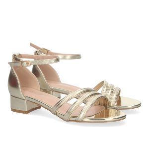 Sandalias de tacón bajo cómodas mujer doradas RG773