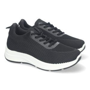 Zapatillas deportivas mujer negras media suela acolchada y cómoda VRA-682
