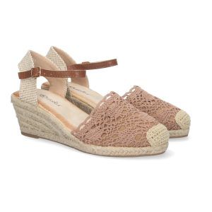 Sandalias de cuña kaki mujer pala crochet estilo valenciana  YJ761