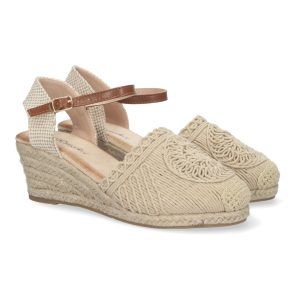 Sandalias de cuña beige mujer estilo valenciana YJ763
