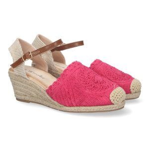 Sandalias de cuña fucsia mujer estilo valenciana YJ763