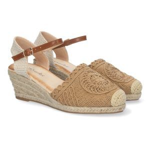 Sandalias de cuña kaki mujer estilo valenciana YJ763