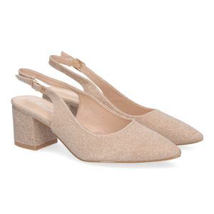 Zapatos de tacón ancho mujer champán estilo salón YK261-1