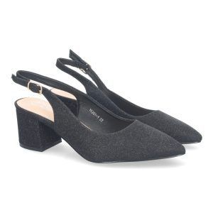 Zapatos de tacón ancho mujer negros estilo salón YK261-1
