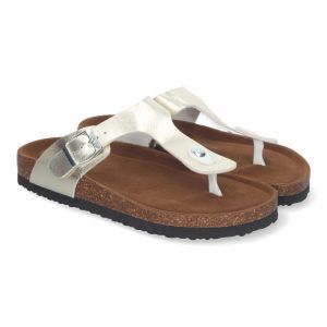 Sandalias planas doradas mujer planta BIO estilo esclava YF-89