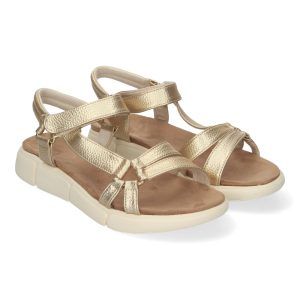 Sandalias planas doradas mujer planta ergonómica y cierre velcro AD-3261