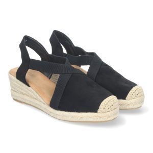 Sandalias de cuña mujer negras tiras cruzadas CF-3045