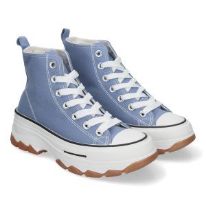 Zapatillas altas mujer azul celeste de lona con plataforma EV-100