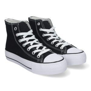 Zapatillas altas de lona mujer negras EV-300