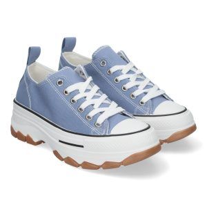 Zapatillas de lona azul celeste con plataforma mujer EV-99
