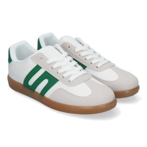 Zapatillas casual de vestir blancas y verdes para mujer G011