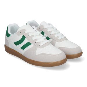 Zapatillas casual planas blancas y verdes para mujer G011-2