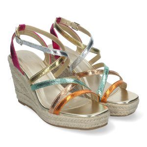 Sandalias de cuña mujer con tiras cruzadas varios colores JNS-5Q34