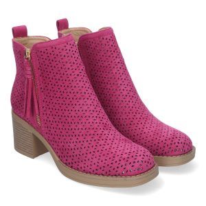 Botines verano mujer fucsia calado con doble cremallera VR002