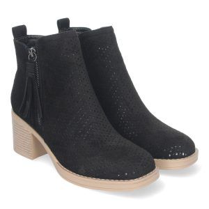 Botines verano mujer negros calado con doble cremallera VR002