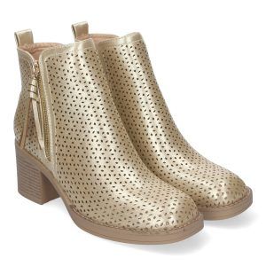 Botines verano mujer dorados calado con doble cremallera VR002