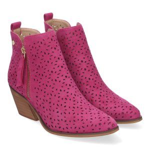 Botines verano mujer fucsia calado con doble cremallera VR003