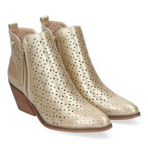 Botines verano mujer dorados calado con doble cremallera VR003