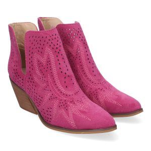 Botines verano mujer fucsia calado con estampado VR004