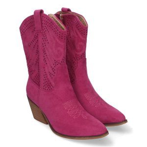 Botines camperos mujer fucsia calado en caña VR005
