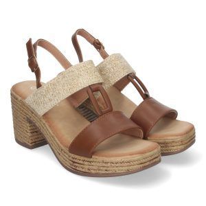 Sandalias de tacón y plataforma mujer camel doble pala XFH790