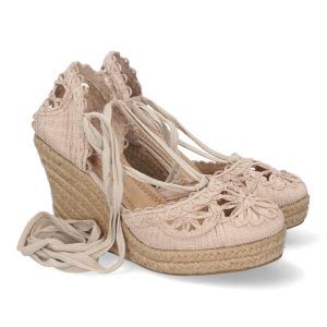 Sandalias de cuña mujer kaki pala diseño flor YZ19-53