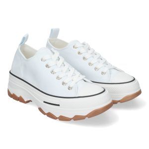 Zapatillas de lona blanco hielo con plataforma mujer EV-99