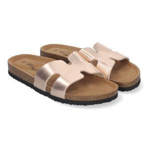 Sandalias planas champán mujer planta anatómica BIO M-235