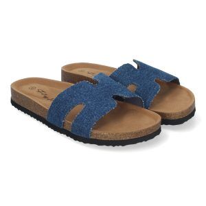 Sandalias planas jeans mujer planta anatómica BIO M-235