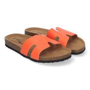 Sandalias planas naranjas mujer planta anatómica BIO M-235