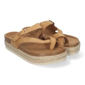 Sandalias de plataforma mujer taupe de dedo planta BIO M-238