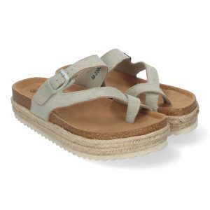 Sandalias de plataforma mujer verdes de dedo planta BIO M-238