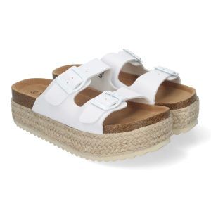 Sandalias de plataforma mujer blancas pala doble y planta BIO anatómica M-239