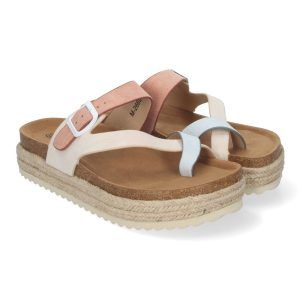 Sandalias de plataforma baja mujer beige de dedo planta BIO M-266